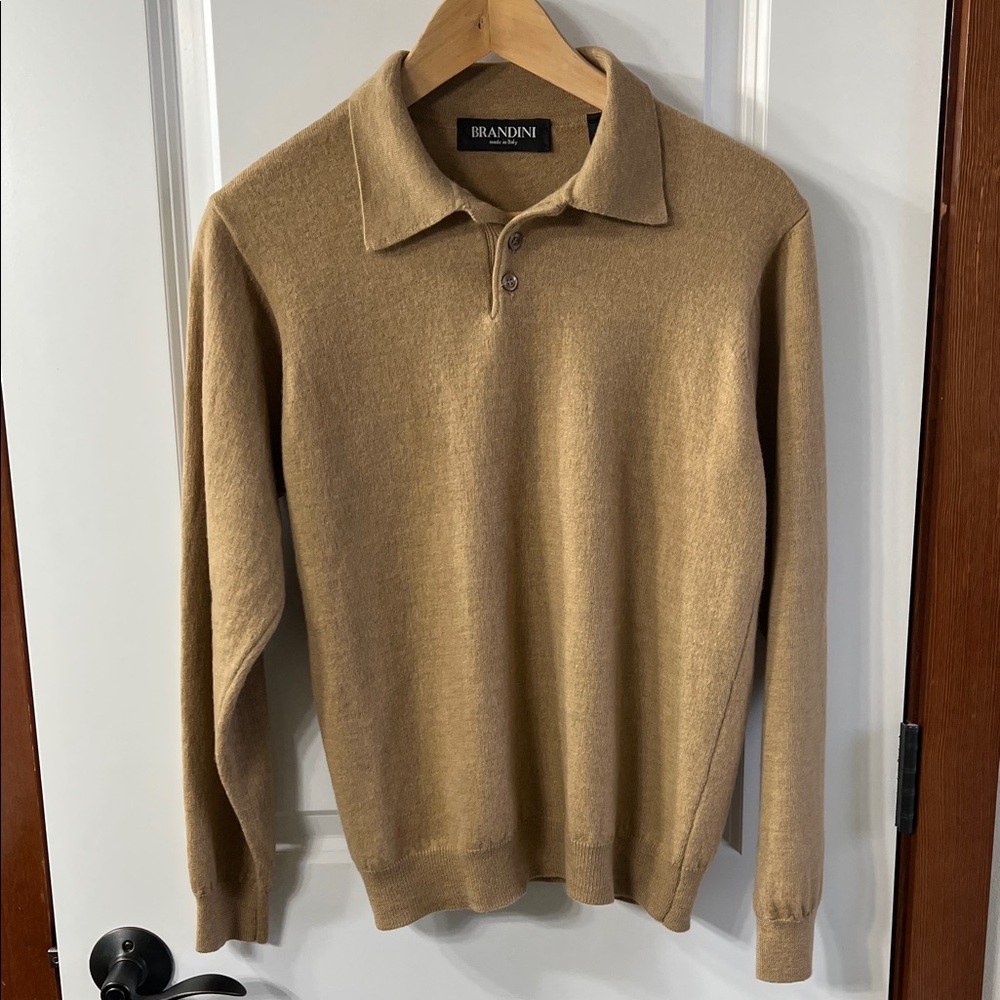Brandini Tan Long Sleeve Polo Sweater